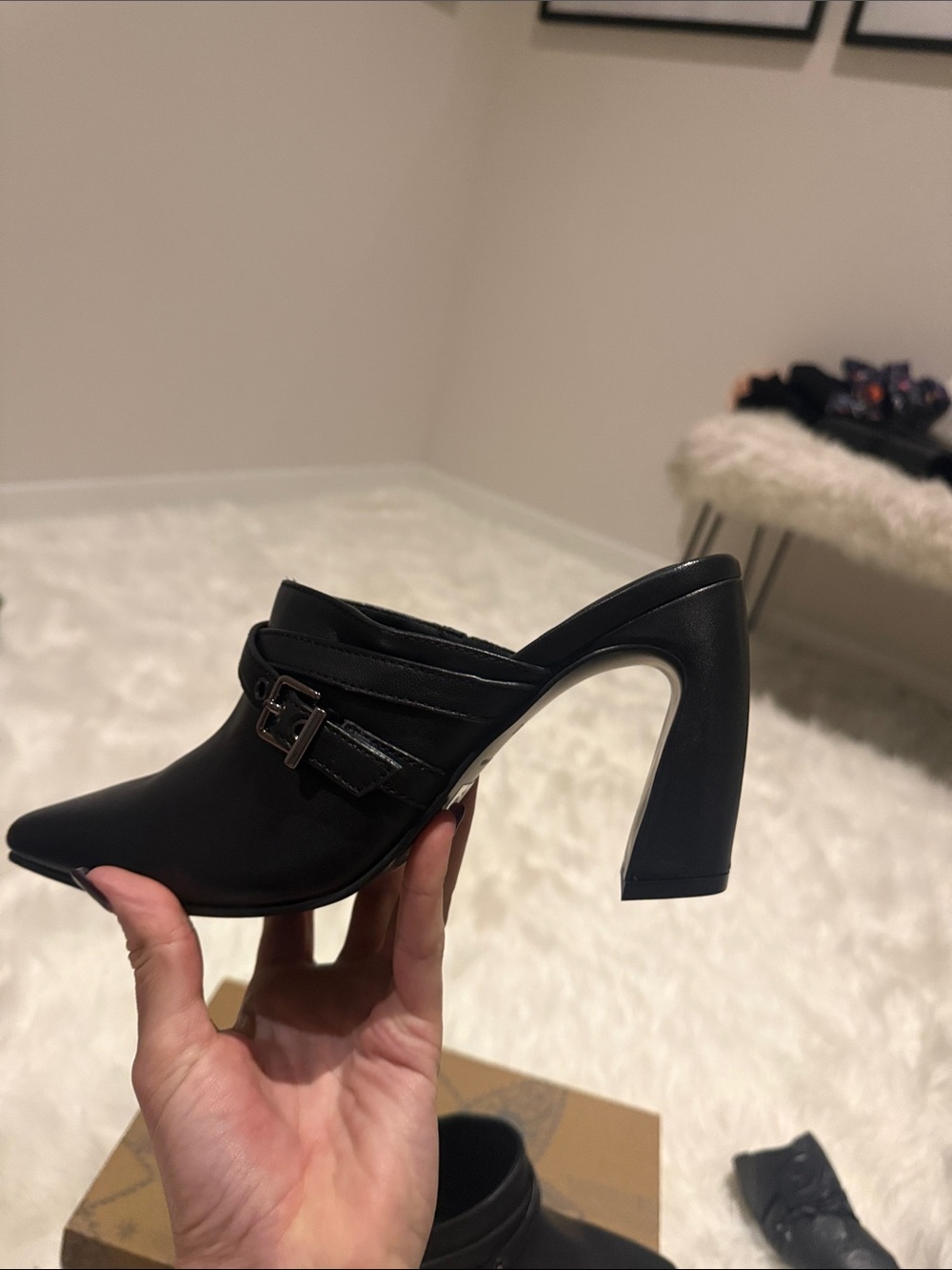 Free People Date Night Heeled Mule in Black